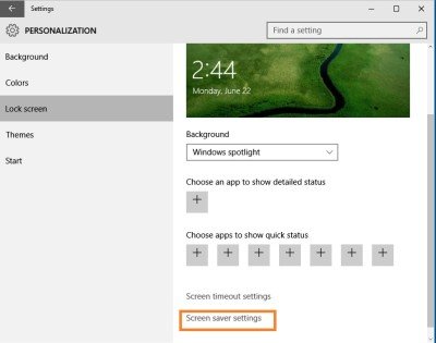 screen saver settings windows 10 b