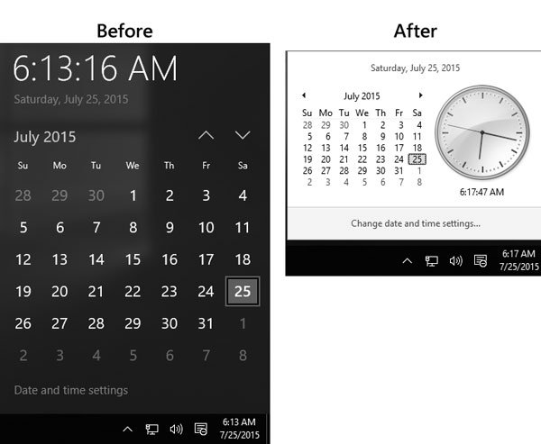 Enable Windows 7 Like Clock, Calendar in Windows 10 Taskbar