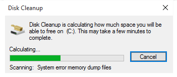 Fig 1 - Disk Cleanup Calculating Free Space