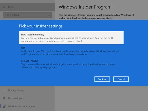 sign up for Windows Insider Program