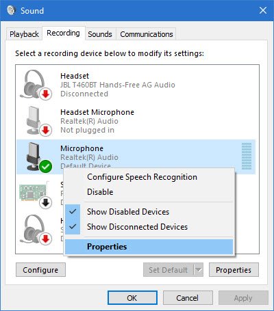 set microphone input gain windows 10