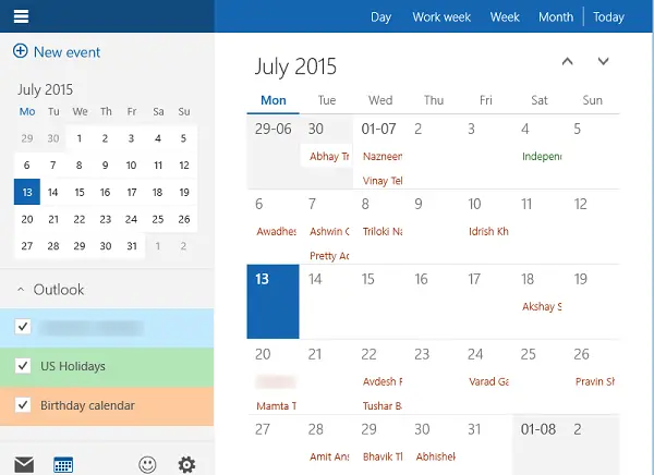 Windows 10 Calendar App