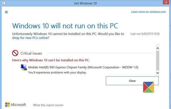 Windows 10 will not run on this PC