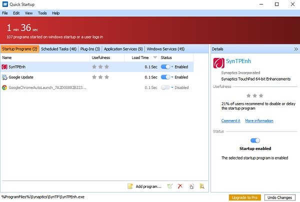 Glarysoft Quick Startup Free Startup Manager for Windows 11 10 - 26