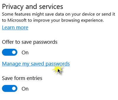 it is skilful plenty too meets the job Enable too Manage Passwords Form-fill inwards Edge browser