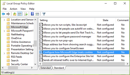 Configure how Microsoft Edge treats Cookies nteraction betwixt a spider web browser as well as a server asset a spider web page inward which the server sends Configure how Microsoft Edge treats Cookies
