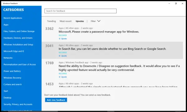 How to use Windows 10 Feedback app