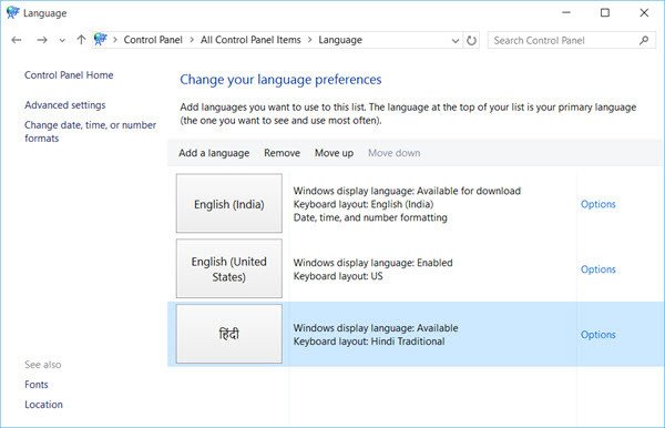 Install and Uninstall Languages in Windows 10