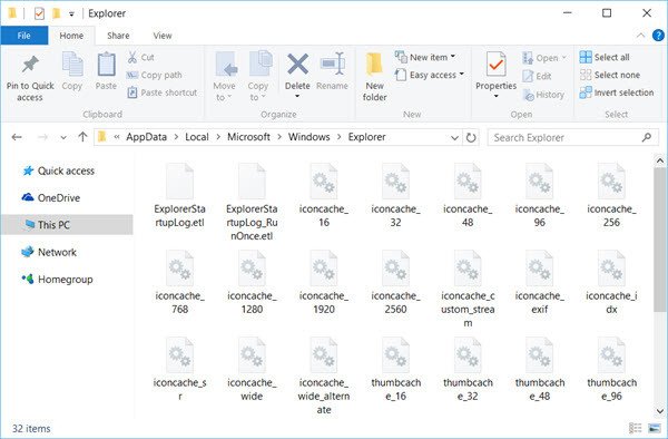 Rebuild Icon cache in Windows 10