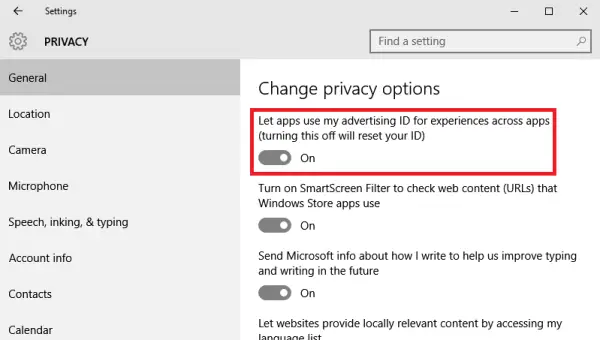 Turn of personalized ads in Microsoft products