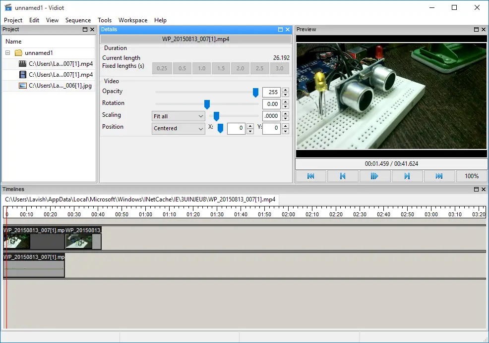 Vidiot Professional home video editor software per Windows su una chiavetta USB 