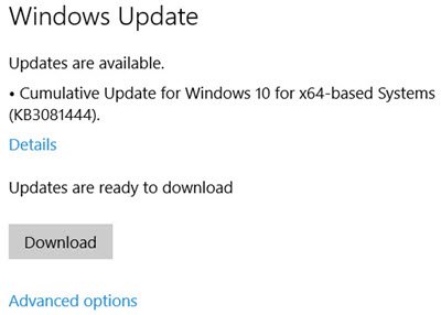 cumulation updates windows 10