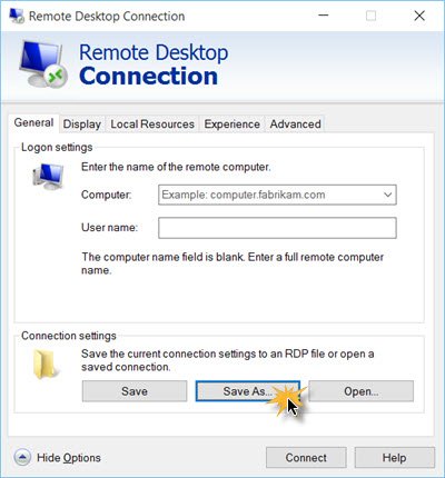 shortcut to open Remote Desktop Protocol