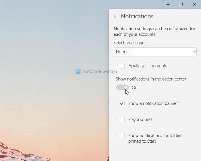 How to turn on or off Email Notifications of Mail app in Windows 11/10