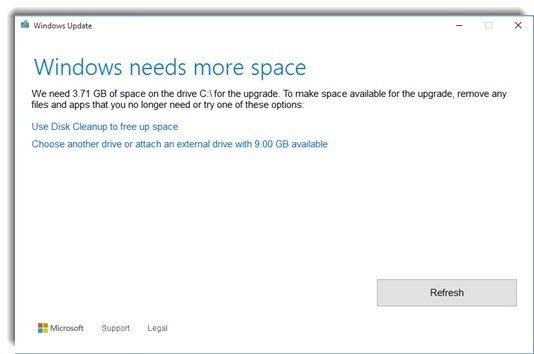 Windows needs more space