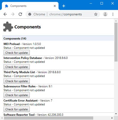 Chrome Components Page