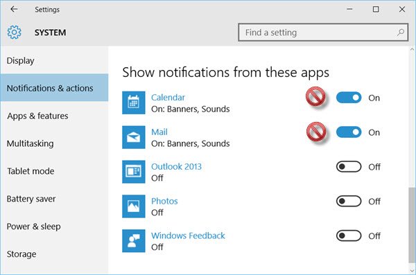 Turn off Mail and Calendar app notifications