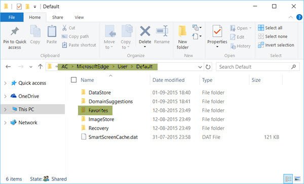 Where are Favorites stored in Edge