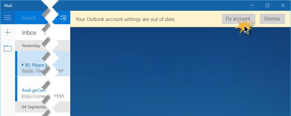 Your Outlook account settings are out of date 2