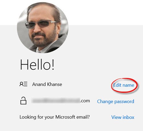 change user account name windows 10