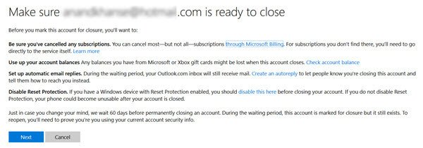 close microsoft account