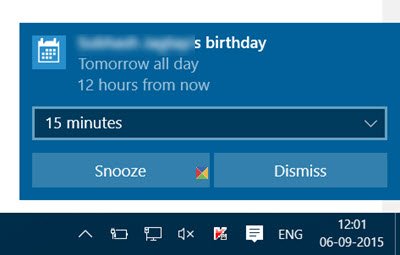 Turn off Calendar app notifications in Windows 10