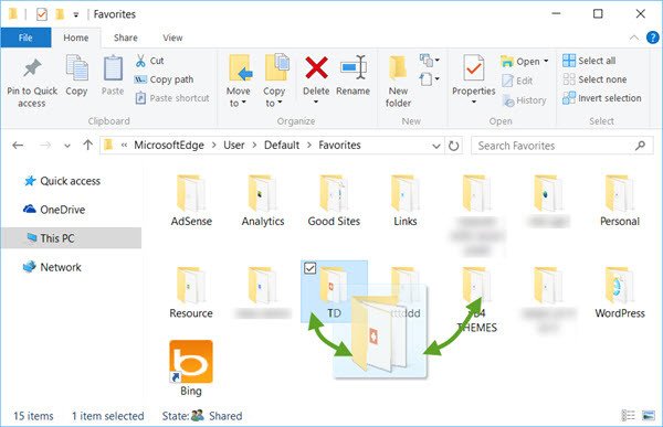 manage bookmarks edge