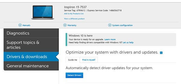 Update drivers - Dell Update Utility
