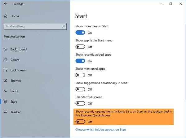 Clear Recent Files and Folders in Windows 10