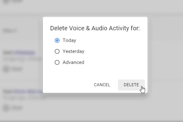 delete recorded Google Now Voice Commands