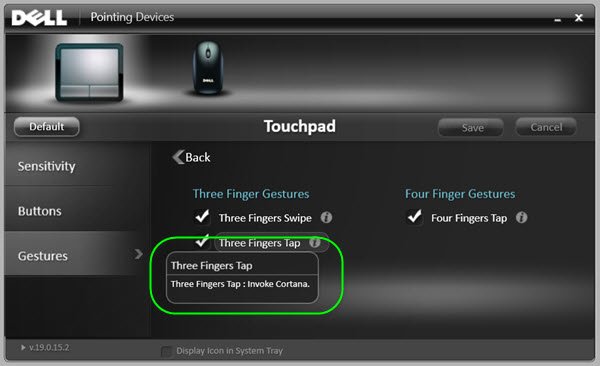 Enable 3-finger Tap to launch Cortana