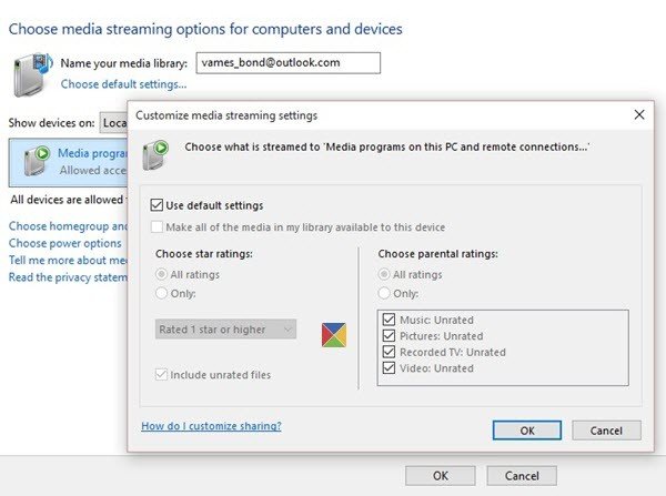 Windows 10 DLNA streaming server