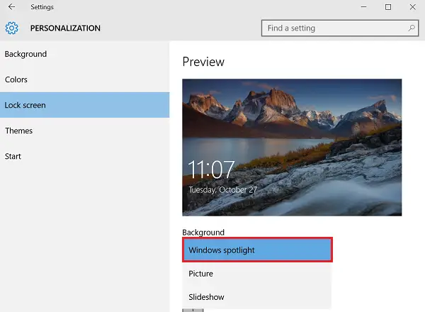 Windows Spotlight in Windows 10