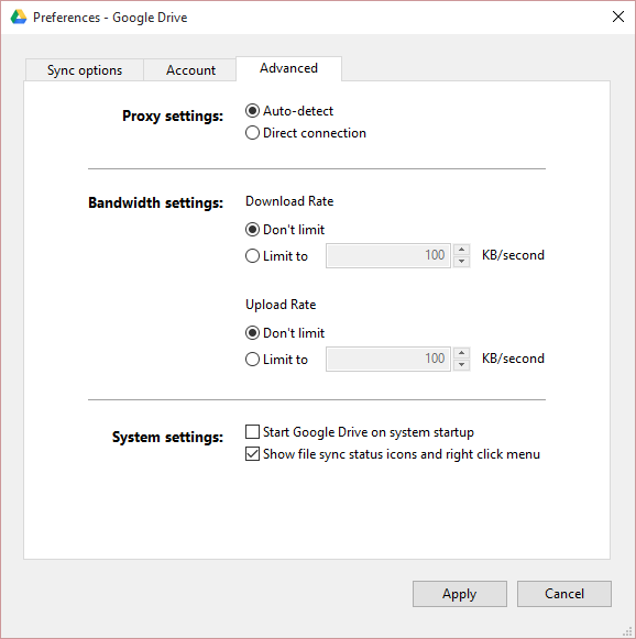Google Drive for Windows 10