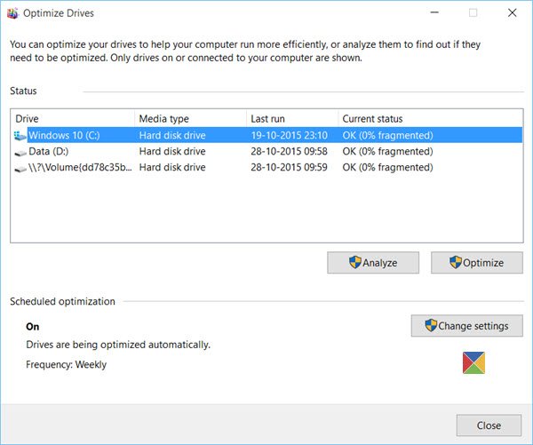 Disk Defragmenter in Windows