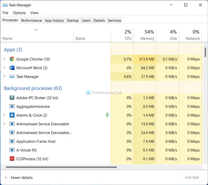 Task Manager in Windows 11