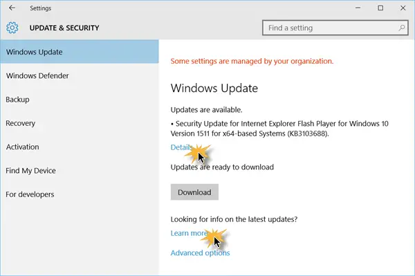 Check for updates in Windows 10 2