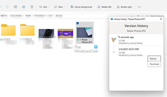 Restore Modified Files OneDrive