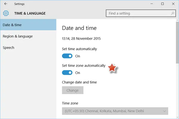 Set Time Zone automatically