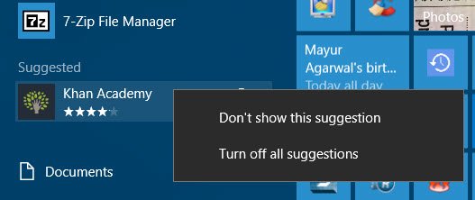 Turn Off Suggested Start Menu app ads 2