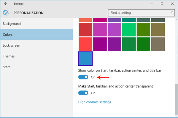 Get colored Title Bars in Windows 10