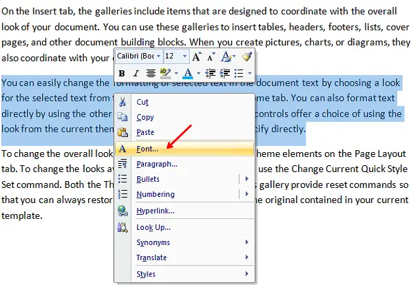 hide text in word using font