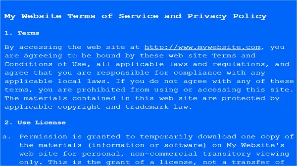 summary of privacy ploicy getterms websites