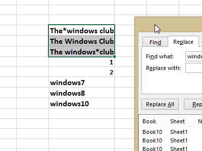 wildcard characters in excel find with asterisk and tilde