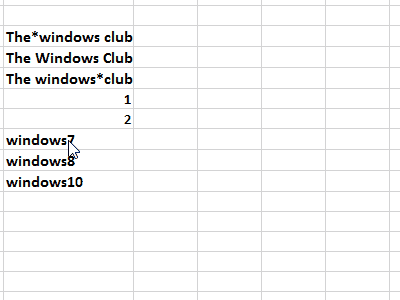 wildcard characters in excel find with asterisk
