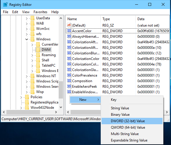 Enable colored Title Bar for inactive windows in Windows 10-1