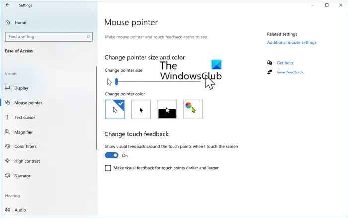 Make cursor thicker in Windows 10