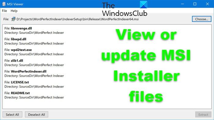 View or update MSI Installer files