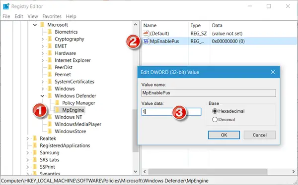 Turn On Potentially Unwanted Programs (PUP) Protection in Windows Defender