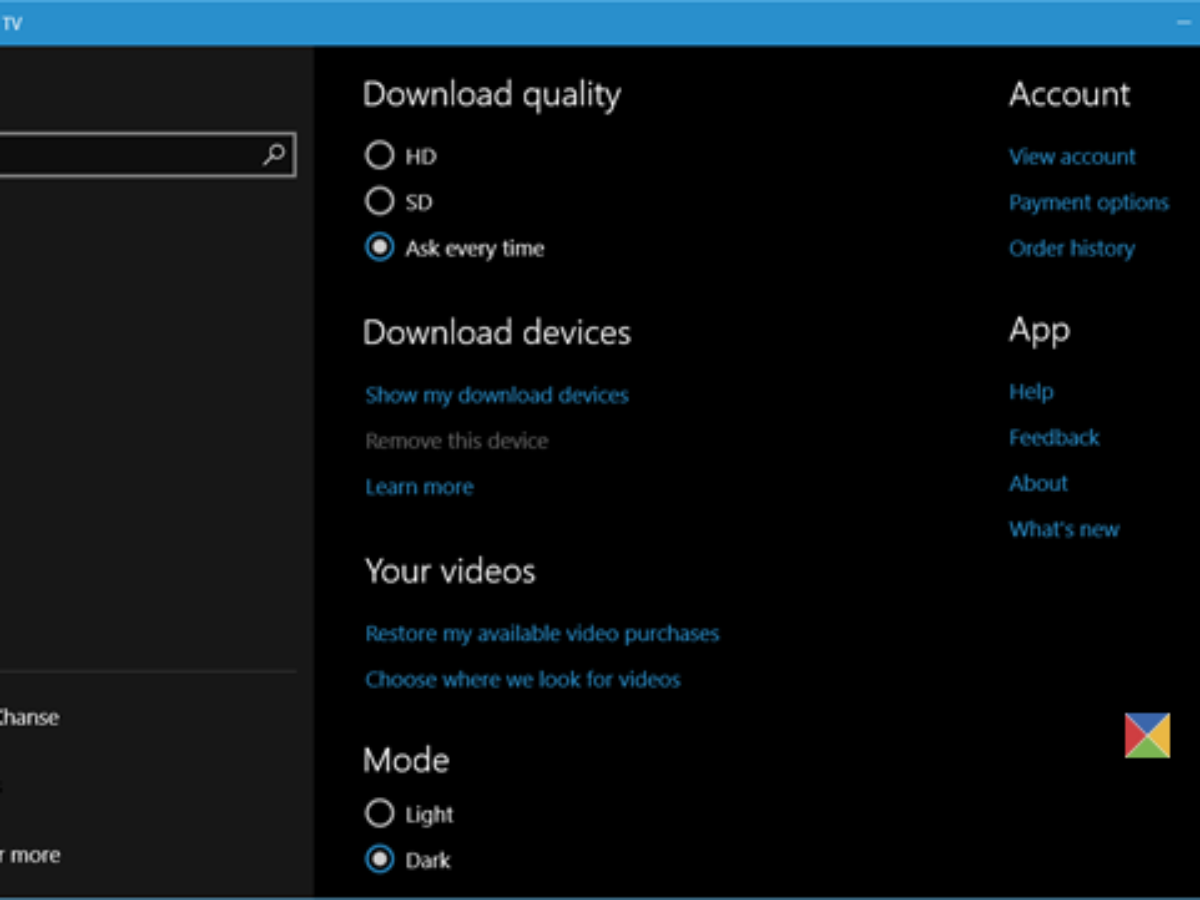 Enable Dark Mode In Movies Tv App In Windows 10